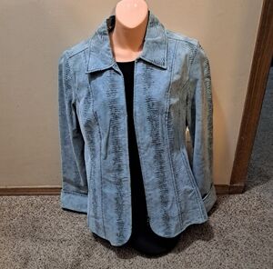 Rare Western Live A Little Teal Blue Snakeskin Women's Leather Jacket